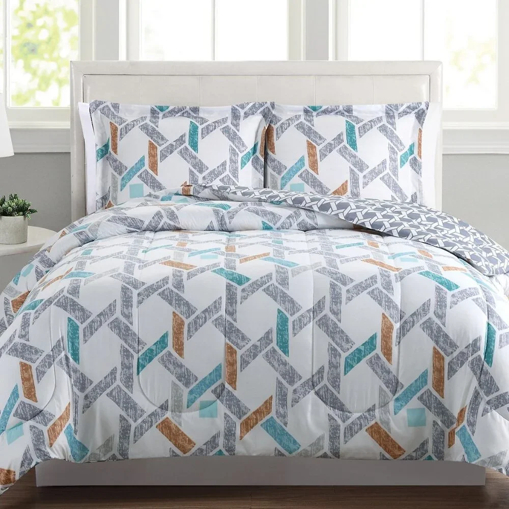 Sunham 3-Piece Reversible Comforter and Shams Bedding Set, Flynn